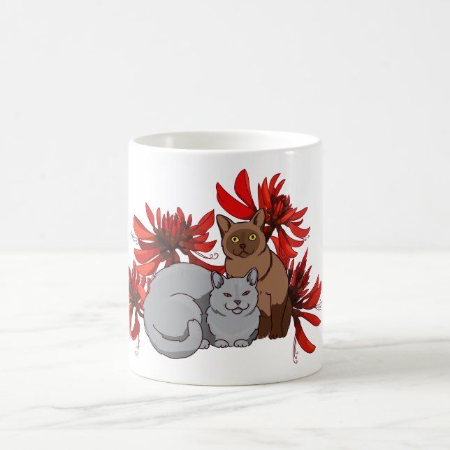 Två katter med australisk koral träd kaffemugg (Center)