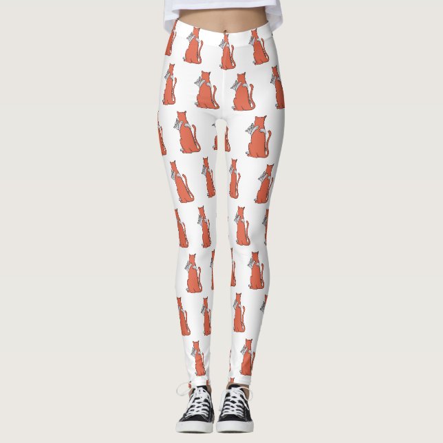 Två katter omfamnar vänskap leggings (Framsida)