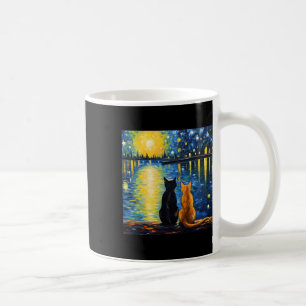 Två katter Starry Night Älskare Cat Art Painting K Kaffemugg