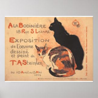 Två katter T.A. Steinlen fransk Art Nouveau-affisc Poster