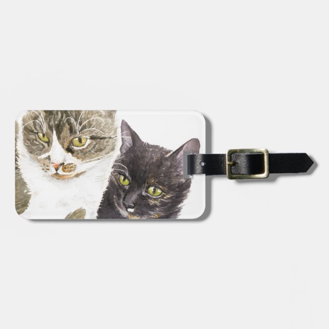 Två katter - tabb och tortie bagagebricka (Horisontell Framsida)