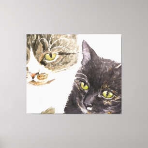 Två katter - tabb och tortie canvastryck