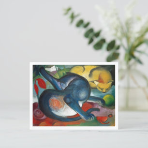 Två kattor av Franz Marc Vykort