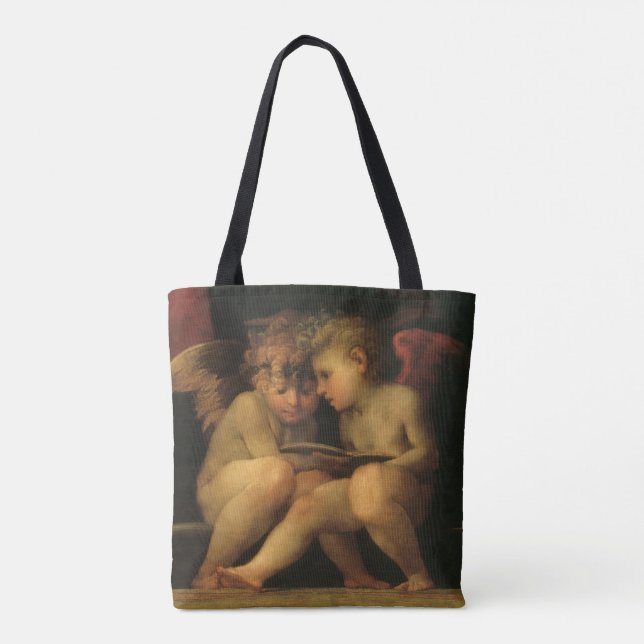 Två keruber läser av Rosso Fiorentino, Änglar Tygkasse (Baksida)