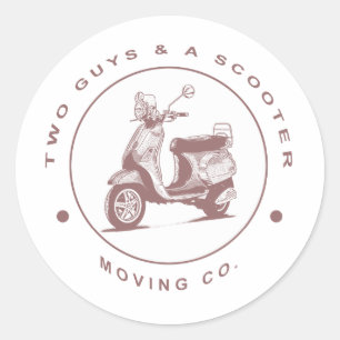 Två killar och en Scooter Flytta Co. Runt Klistermärke