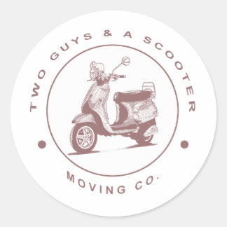 Två killar och en Scooter Flytta Co. Runt Klistermärke