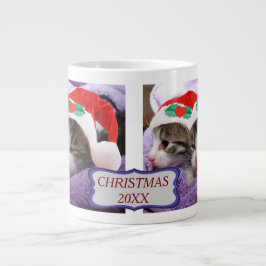 Två Kittens Santa Hats God jul Giant Kaffe Jumbo Mugg