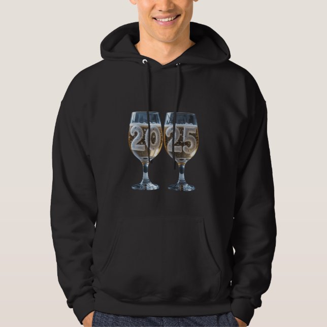 Två klibbläckglas med bubblor Nytt års design Hoodie (Framsida)