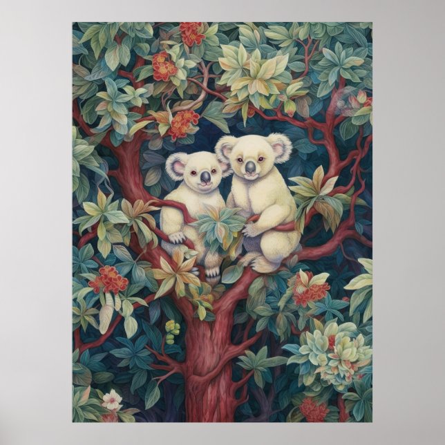 Två koalas upp i träd poster (Framsidan)