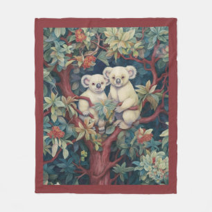 Två Koalas Upp med ett stort Träd Fleece Blanket