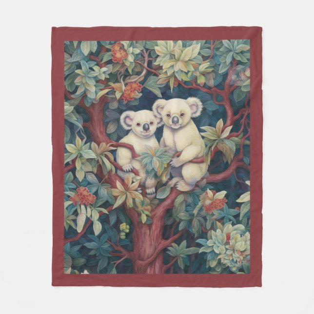 Två Koalas Upp med ett stort Träd Fleece Blanket (Framsidan)