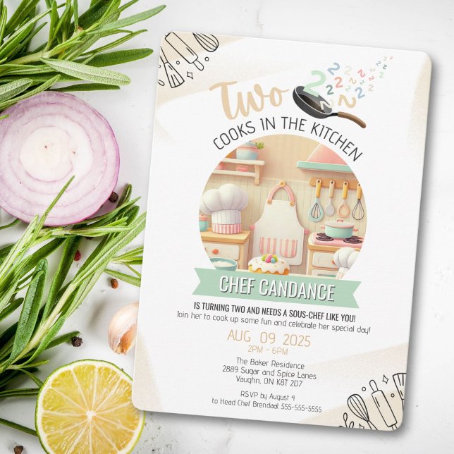 Två kockar i köket, andra födelsedagsinbjudan inbjudningar (Skapare uppladdad)