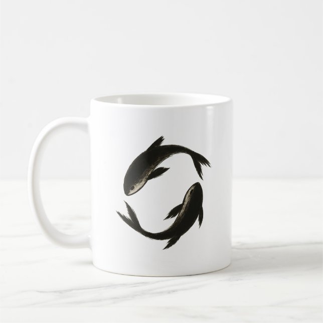 Två Koi-Bläck-penselfisk på Kaffemugg (Vänster)
