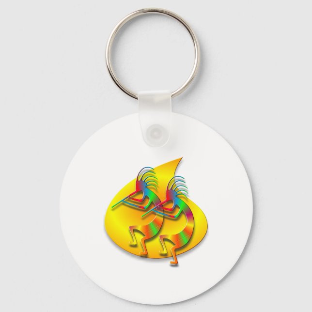 Två Kokopelli #126 Nyckelring (Framsida)