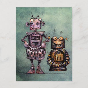 Två konstiga robots! vykort