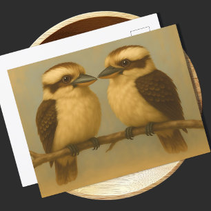 Två Kookaburras Postcard Australian Bird Art Print Vykort