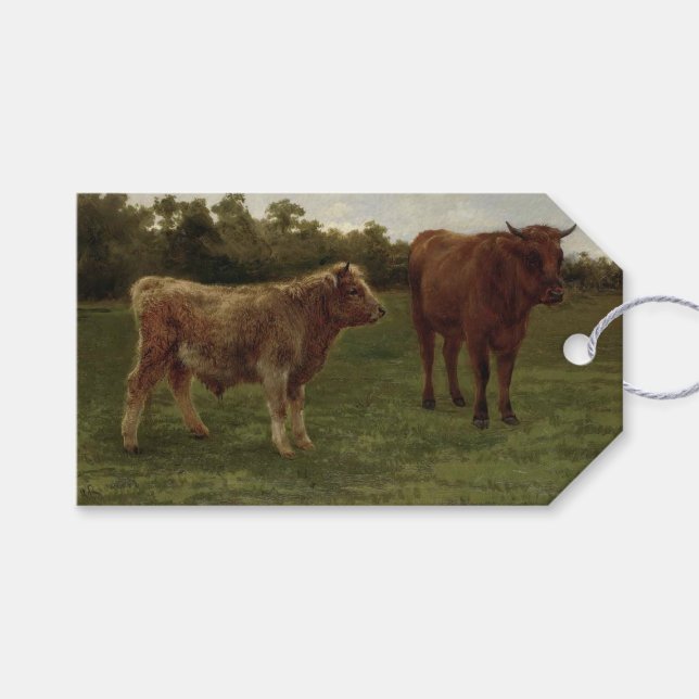 Två kor i en gårds Fält (Rosa Bonheur) Presentetikett (Framsidan (Horisontell))