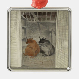 Två kor i en stabel (av Eric Ravilious) Julgransprydnad Metall