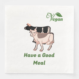 Två kor med Vegan Logotyp Löv Personlig Pappersservett