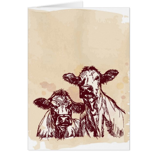 Två kor räcker attraktion skissar & hälsningskort (Framsidan)