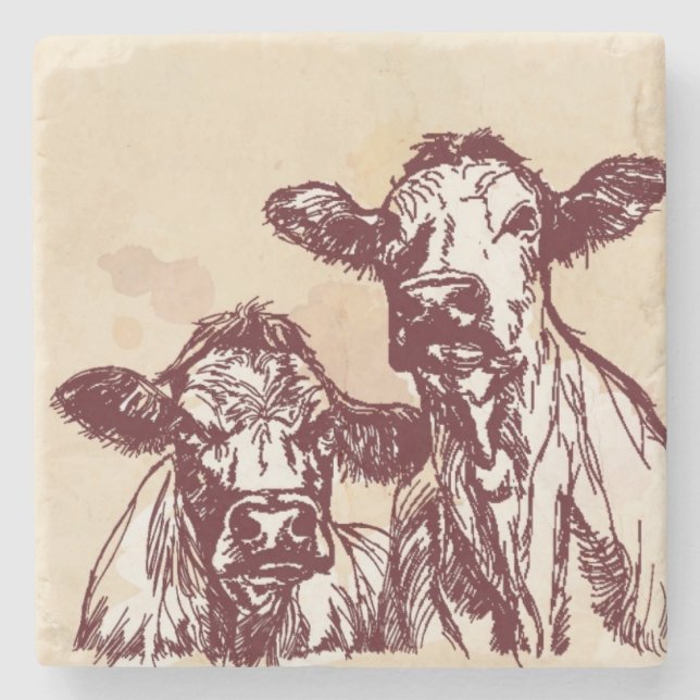 Två kor räcker attraktion skissar & underlägg sten (Framsidan)