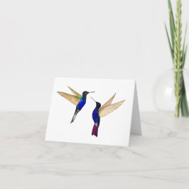 Två koronet Hummingbird-gratulationskort Kort