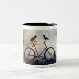 Två Kråkor på Bike Två-Tonad Mugg