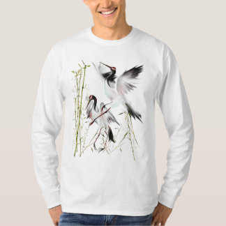 Två kranar i bambuskjortor t shirt