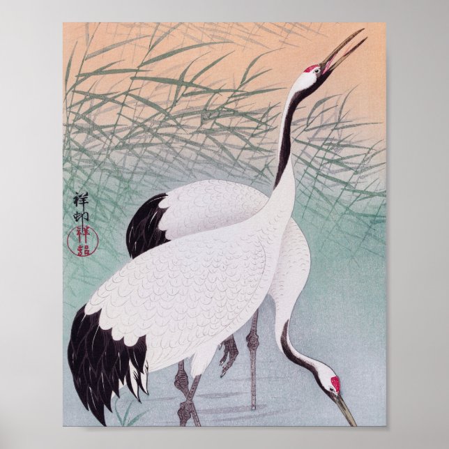 Två kranar vintage poster (Framsidan)
