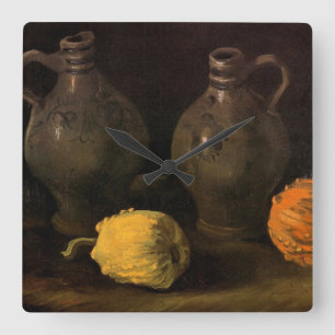 Två krukor och två pumpor av Vincent van Gogh Fyrkantig Klocka