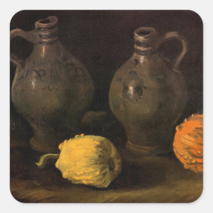 Två krukor och två pumpor av Vincent van Gogh Fyrkantigt Klistermärke