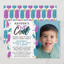 TVÅ KULL Kids 2-års födelsedag Sommar Is Pop Foto