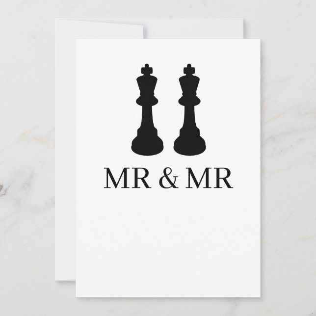 Två Kung Chess Delar Gay Bröllop Meddelande (Framsida)