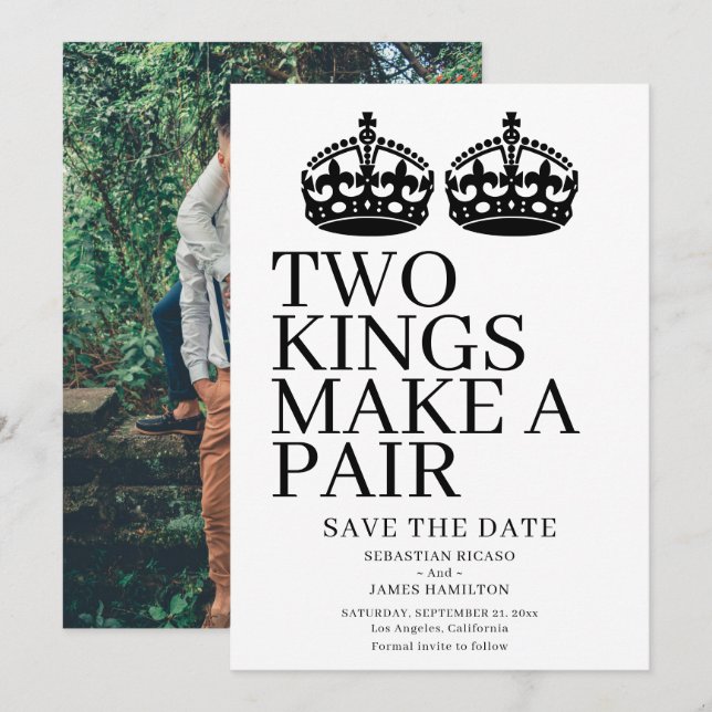 Två Kung gör en Pair Gay Bröllop Meddelande (Fram/baksida)