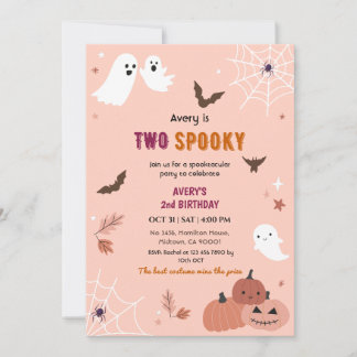 Två kusliga Halloween födelsedags spök peach fladd Inbjudningar