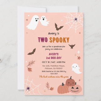 Två kusliga Halloween födelsedags spöke persika fl Inbjudningar