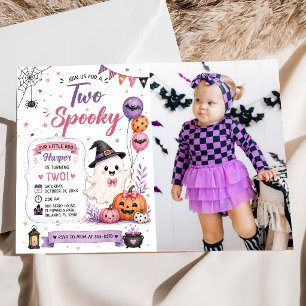 Två kusliga Halloween födelsedagsfest foto Inbjudningar