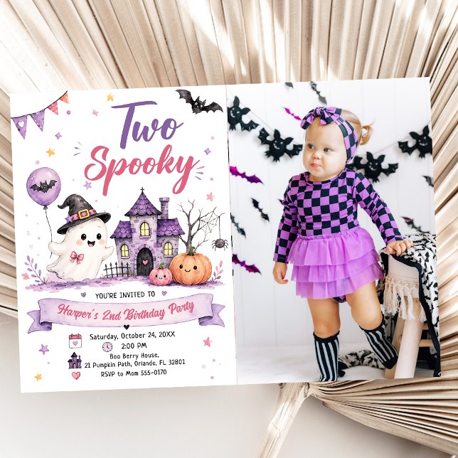 Två kusliga Halloween födelsedagsfest foton Inbjudningar (Skapare uppladdad)