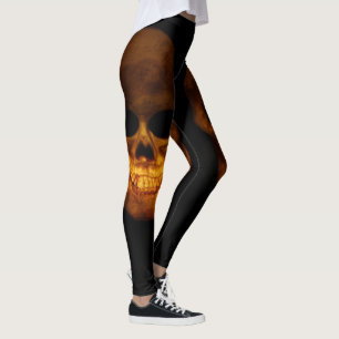 Två kusliga människadöskallar leggings