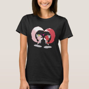 Två kutérävar snuggling och firande av Valentine T Shirt