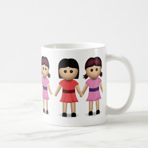 Två kvinnainnehavhänder Emoji Kaffemugg