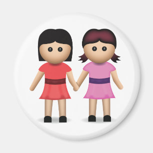 Två kvinnainnehavhänder Emoji Magnet