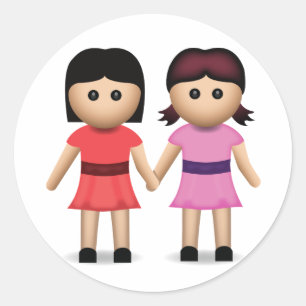 Två kvinnainnehavhänder Emoji Runt Klistermärke