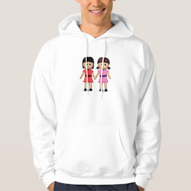 Två kvinnainnehavhänder Emoji Sweatshirt Med Luva (Framsida)
