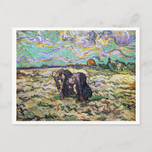 Två kvinnor, Fält med Snö, Van Gogh Fine Art Vykort