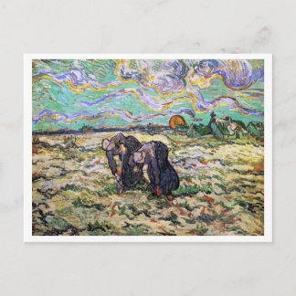Två kvinnor, Fält med Snö, Van Gogh Fine Art Vykort