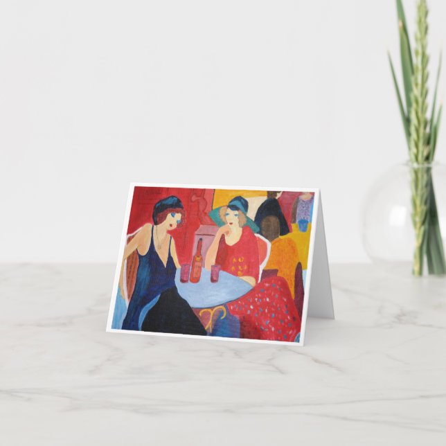 Två kvinnor i ett café kort (Framsida)