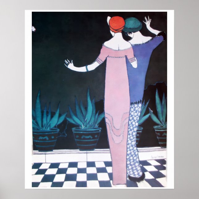 TVÅ KVINNOR I NATTEN, Art Deco Skönhet Mode Poster (Framsidan)