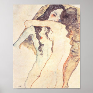 Två kvinnor med Egon Schiele Poster