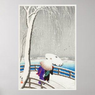 Två kvinnor på Yanagi Bridge av Ohara Koson (1927) Poster